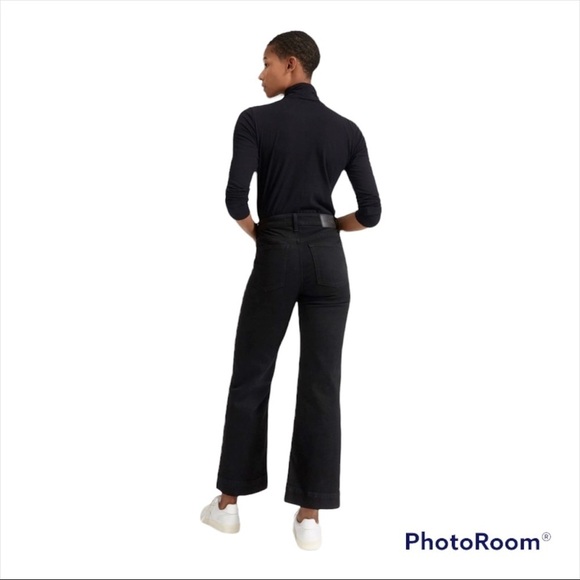EVERLANE Black Button Fly High Rise Wide Leg Jeans Size 24 - Picture 4 of 9